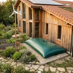 La citerne souple dans la maison du futur, pour la récupération d'eau de pluie